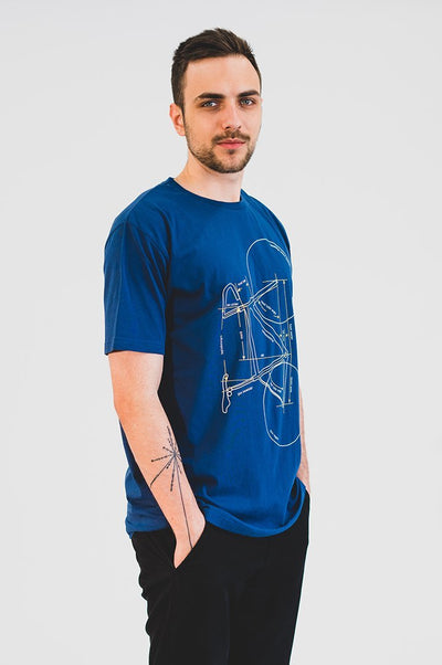 T-shirt with Printed Bike Modré - COPE